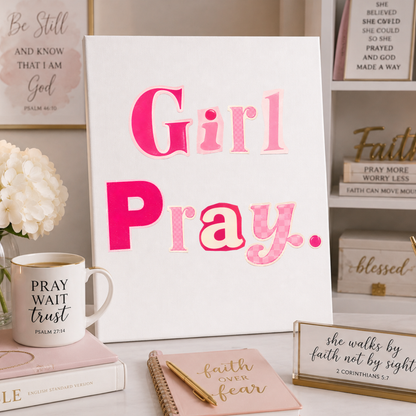Girl Pray - Newspaper Letters- Rhinestone Canvas Kit – DIY Bling Art & Rhinestone Craft Kit