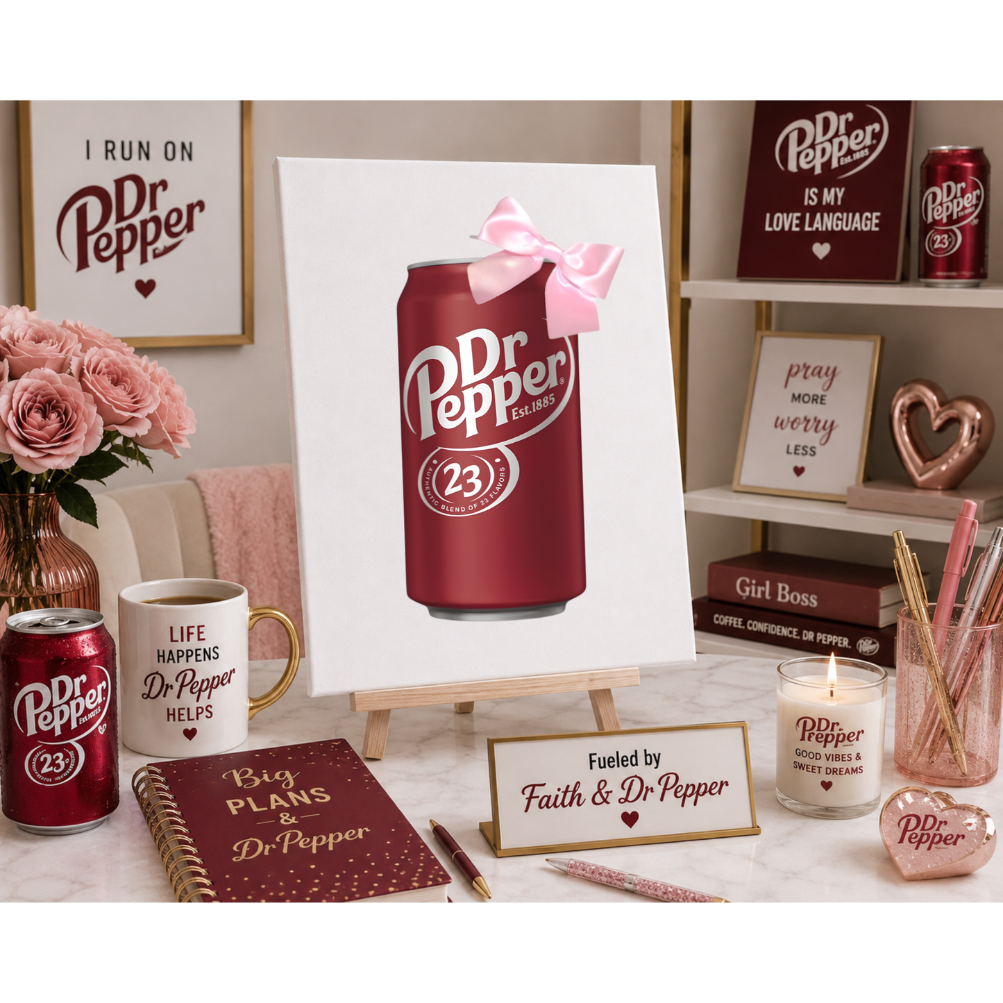 Dr Pepper Bow- Rhinestone Canvas Kit – DIY Bling Art & Rhinestone Craft Kit