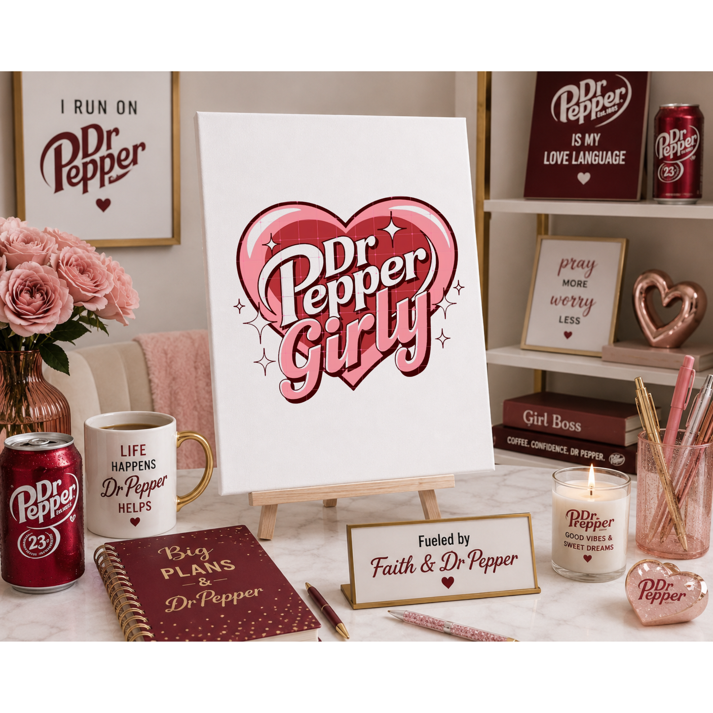 Dr Pepper Girly- Rhinestone Canvas Kit – DIY Bling Art & Rhinestone Craft Kit