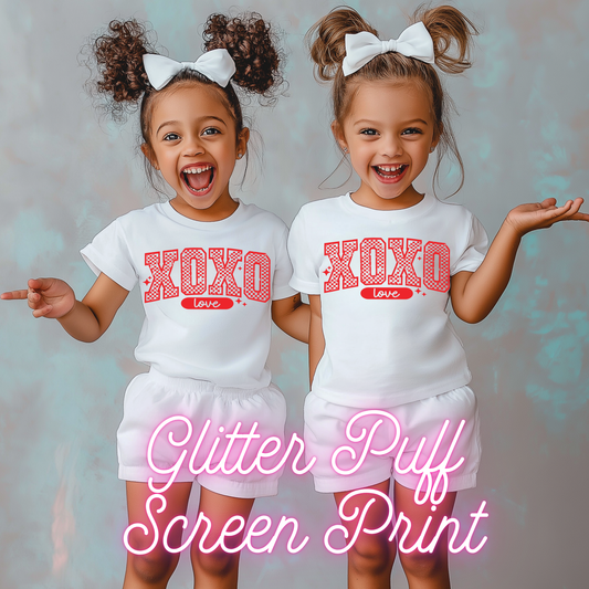 Glitter Puff Screen Print- XOXO Love (Youth)