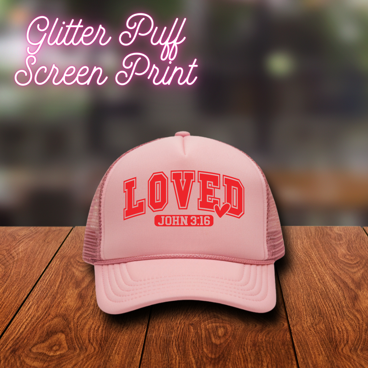 Glitter Puff Screen Print- Loved (Hat Patch/Pocket)