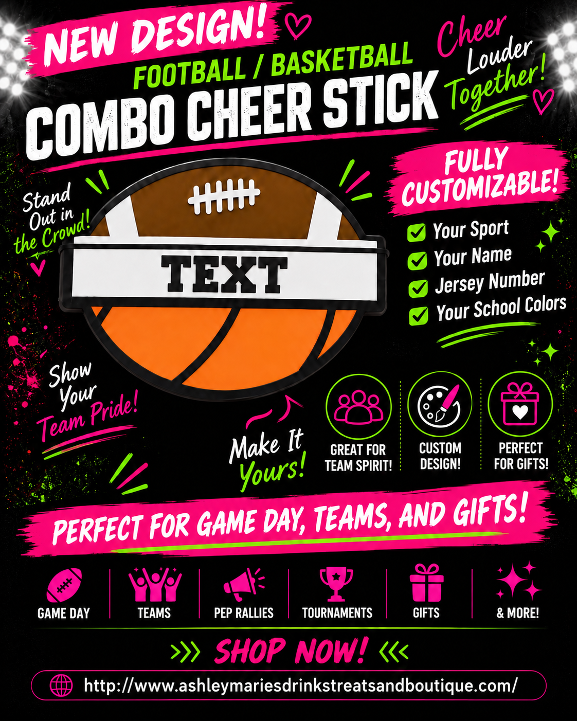 Personalized Cheer Sticks | Custom Sports Spirit Sticks for Schools, Teams & Athletes