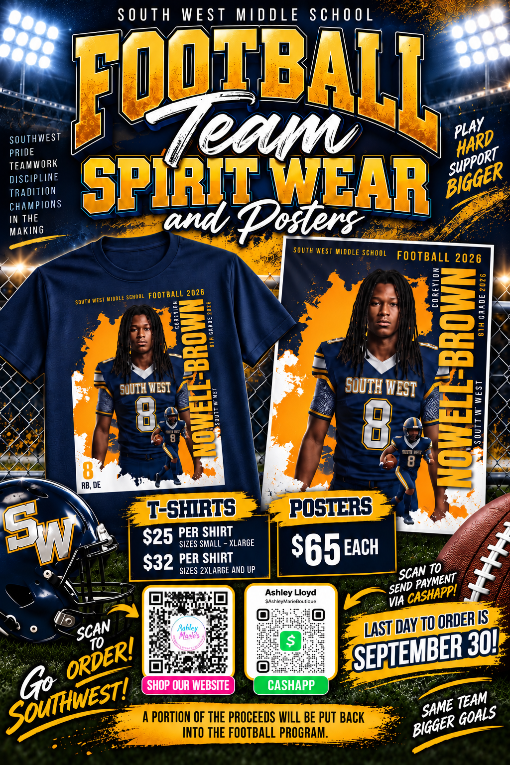 Southwest Middle School Football Spirit Wear & 8th Grade Posters | Homecoming 2026