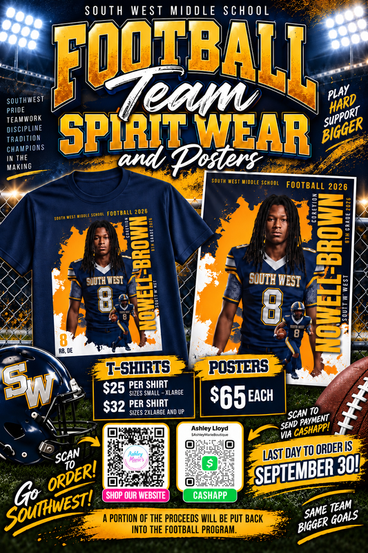 Southwest Middle School Football Spirit Wear & 8th Grade Posters | Homecoming 2026