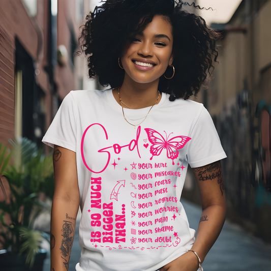 DTF- God is Bigger (Pink) - Adult