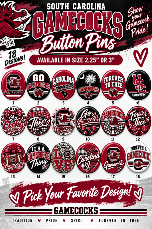 Gamecocks Collegiate & School Spirit Button Pins | 2.25” and 3”