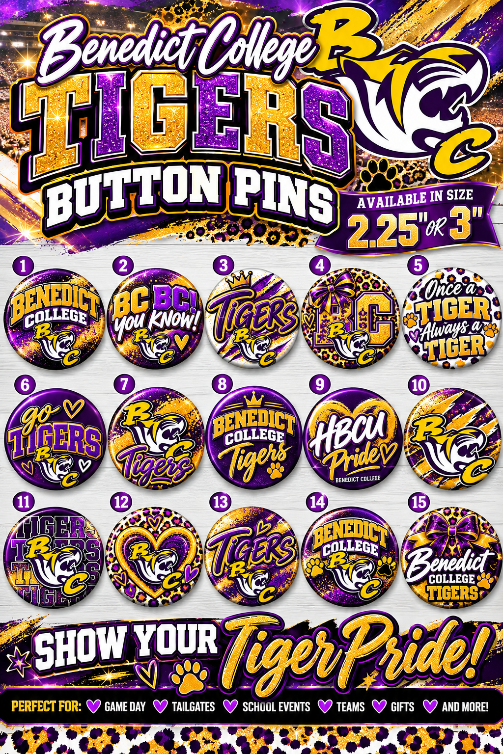 Benedict College - Collegiate & School Spirit Button Pins | 2.25” and 3”