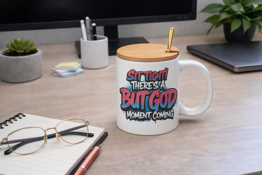 15 oz Custom Sublimation/UV DTF Coffee Mug w/ Bamboo Lid & Spoon