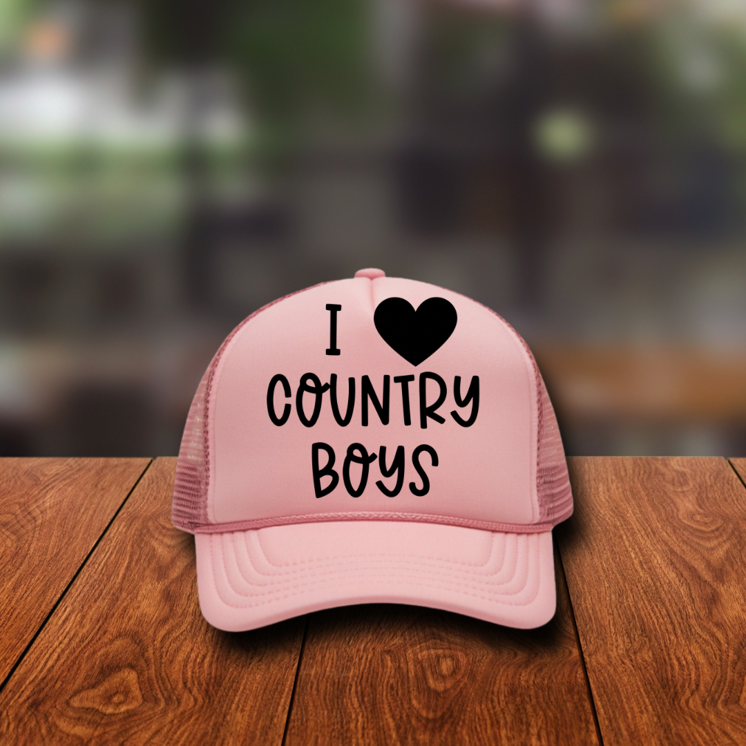 Screen Print- I Love Country Boys- Hat Patch
