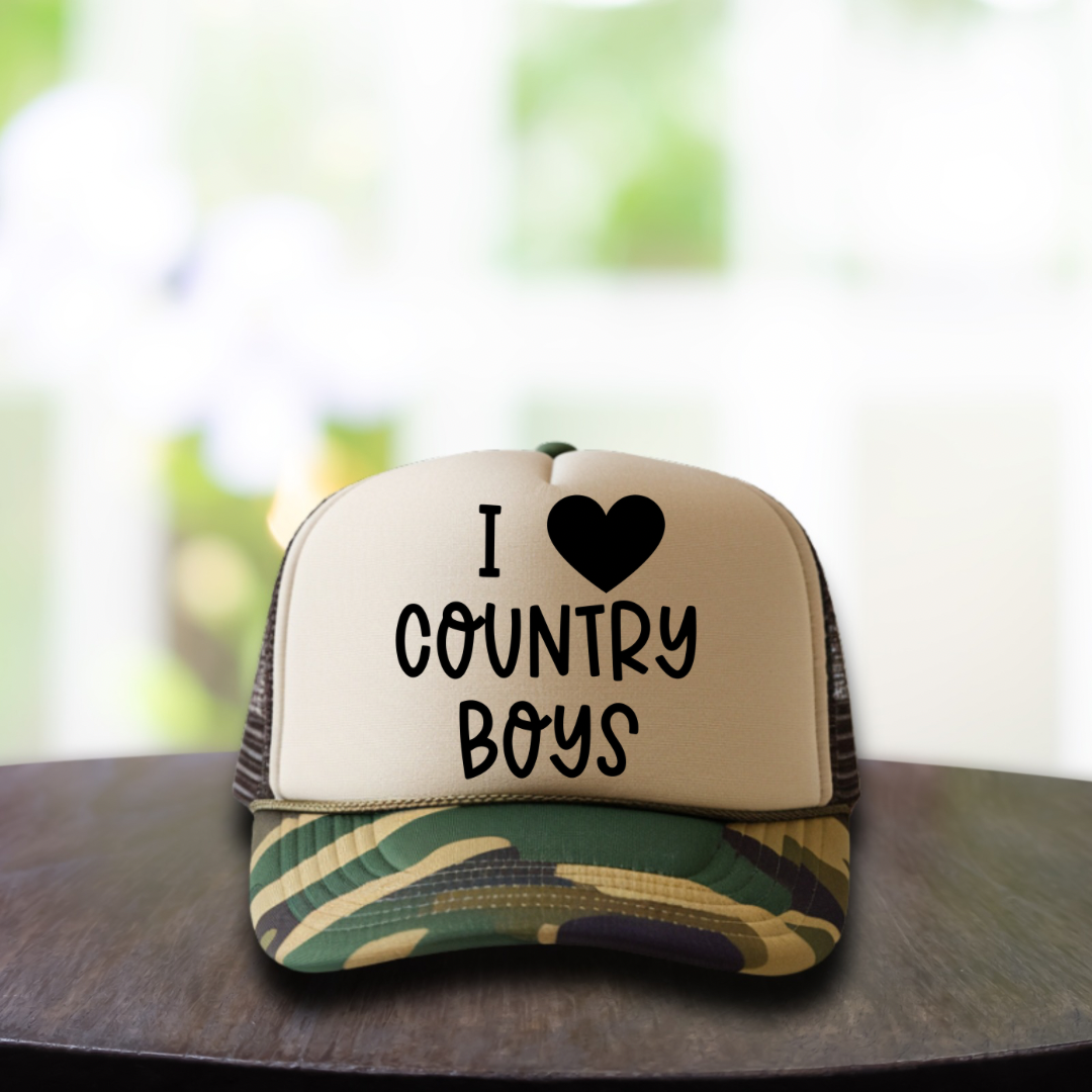 Screen Print- I Love Country Boys- Hat Patch