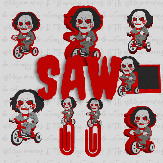 Saw-Inspired 3D Printed Office Bundle | Horror Desk Organizer Set | Pen Holder, Sticky Note Holder, Paper Clips & Desk Accessories