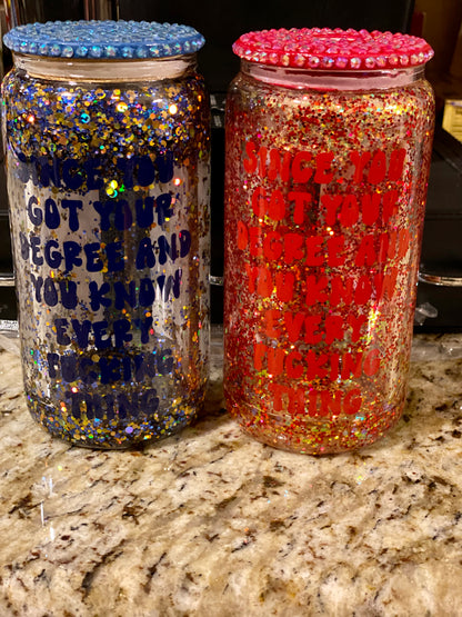 16oz Customized Glass Can Tumbler with Lid
