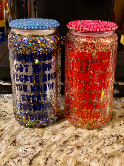 16oz Customized Glass Can Tumbler with Lid