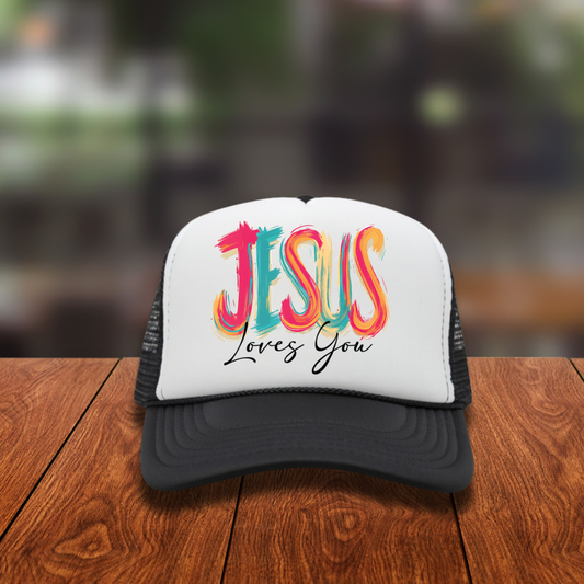 DTF Hat Patch/ Pocket - Jesus Loves You (brushstrokes)